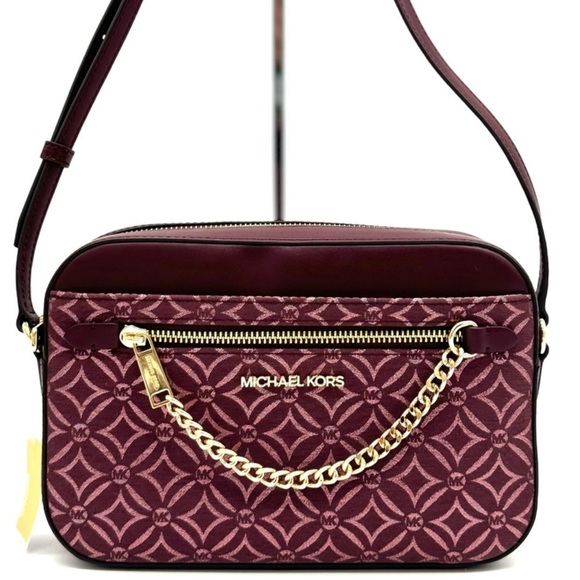 Michael Kors Large Jet Set Item EW Chain Xbody Crossbody Bag Ox Blood Multi - Picture 1 of 12